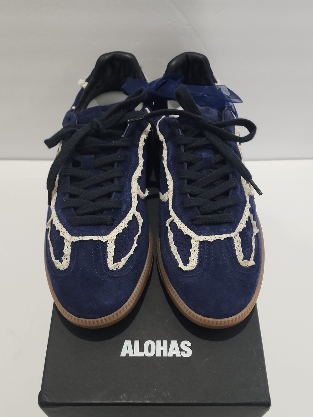 Alohas Crochet Navy Leather Sneakers (SZ 42)
